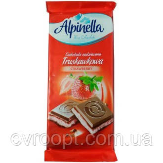 Шоколад молочний з полуницею Alpinella Strawberry 100 г.