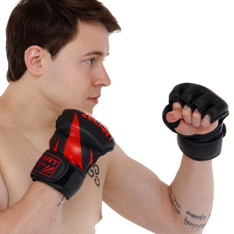 Перчатки для смешанных единоборств Zelart Fight Gear 8355 размер XL Black-Red - фото 5 - id-p1904624326