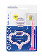 Стимулятор для прорізування рожевий і дитяча зубна щітка Curaprox CKC 42 girl