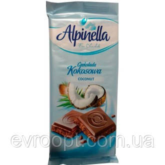 Шоколад молочний з кокосовою стружкою Alpinella Сoconut 90 г, фото 1