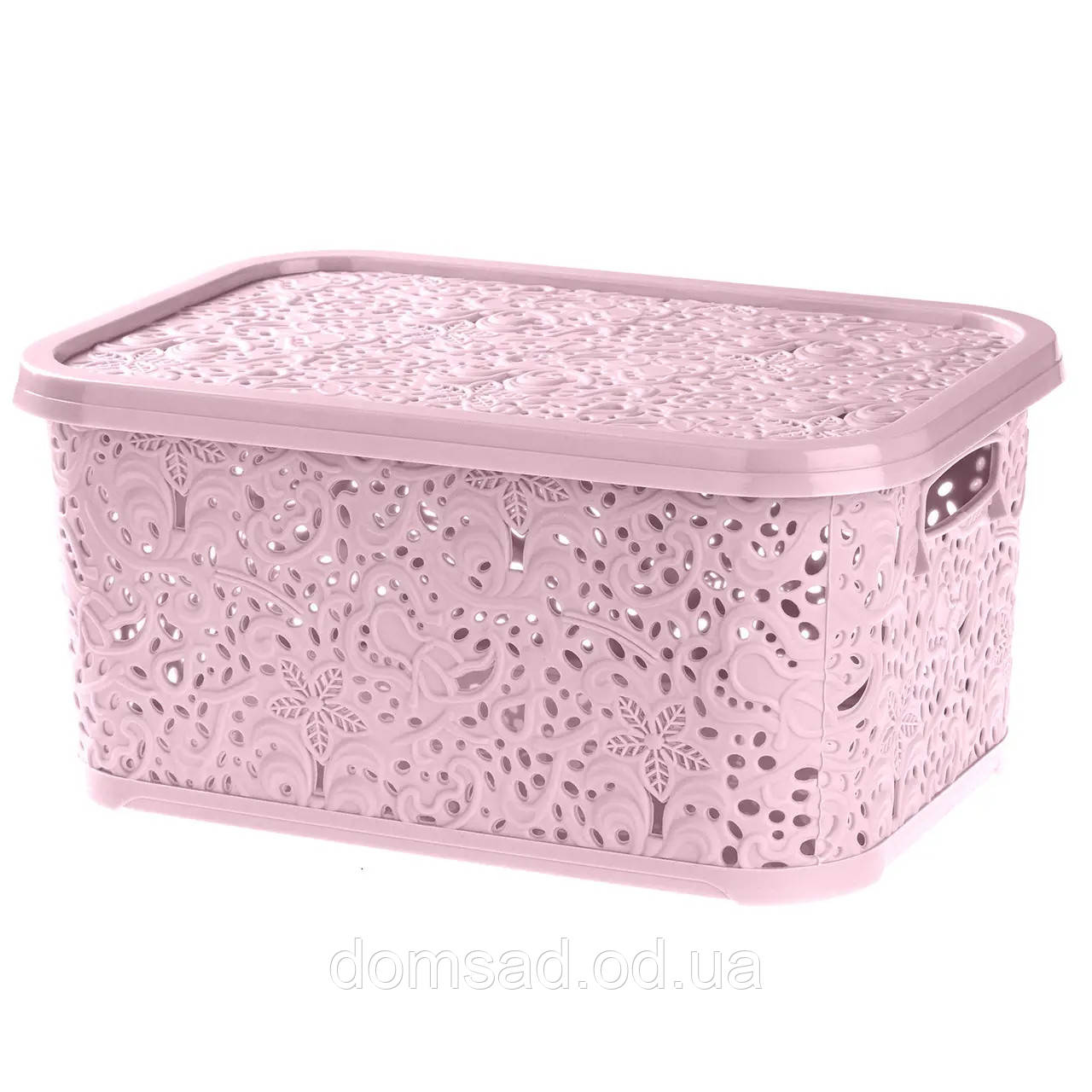 Кошик із кришкою "Ажур" 22л 43,5*31*20,5см пудра