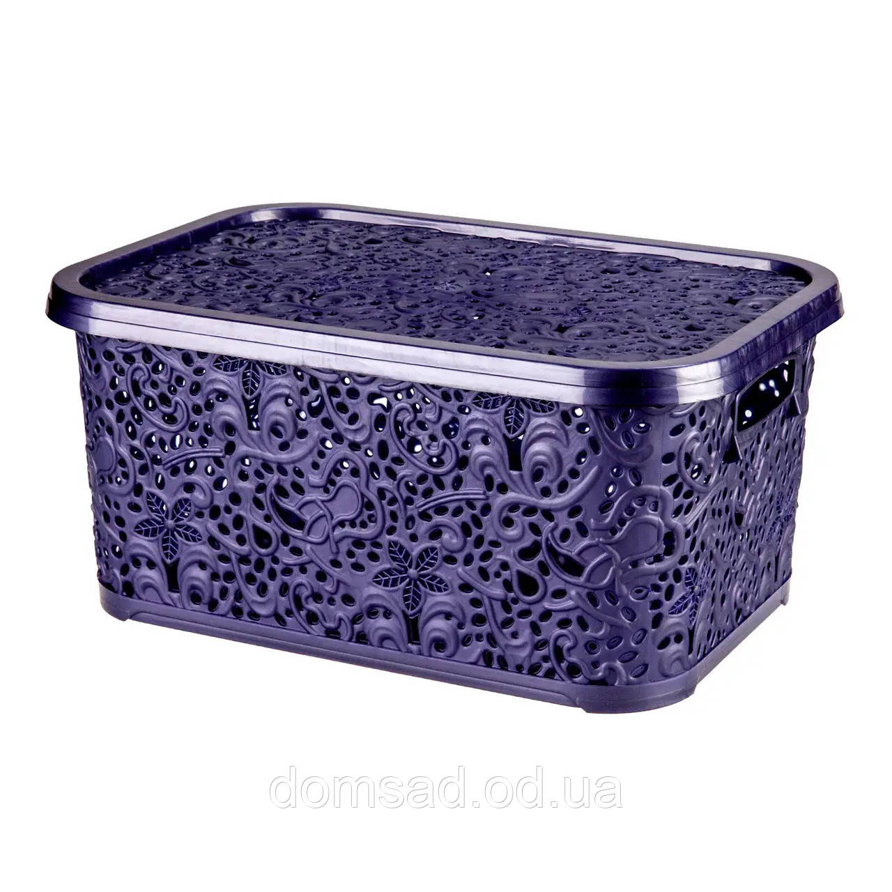 Кошик з кришкою "Ажур" 22л 43,5*31*20,5см фіолетовий