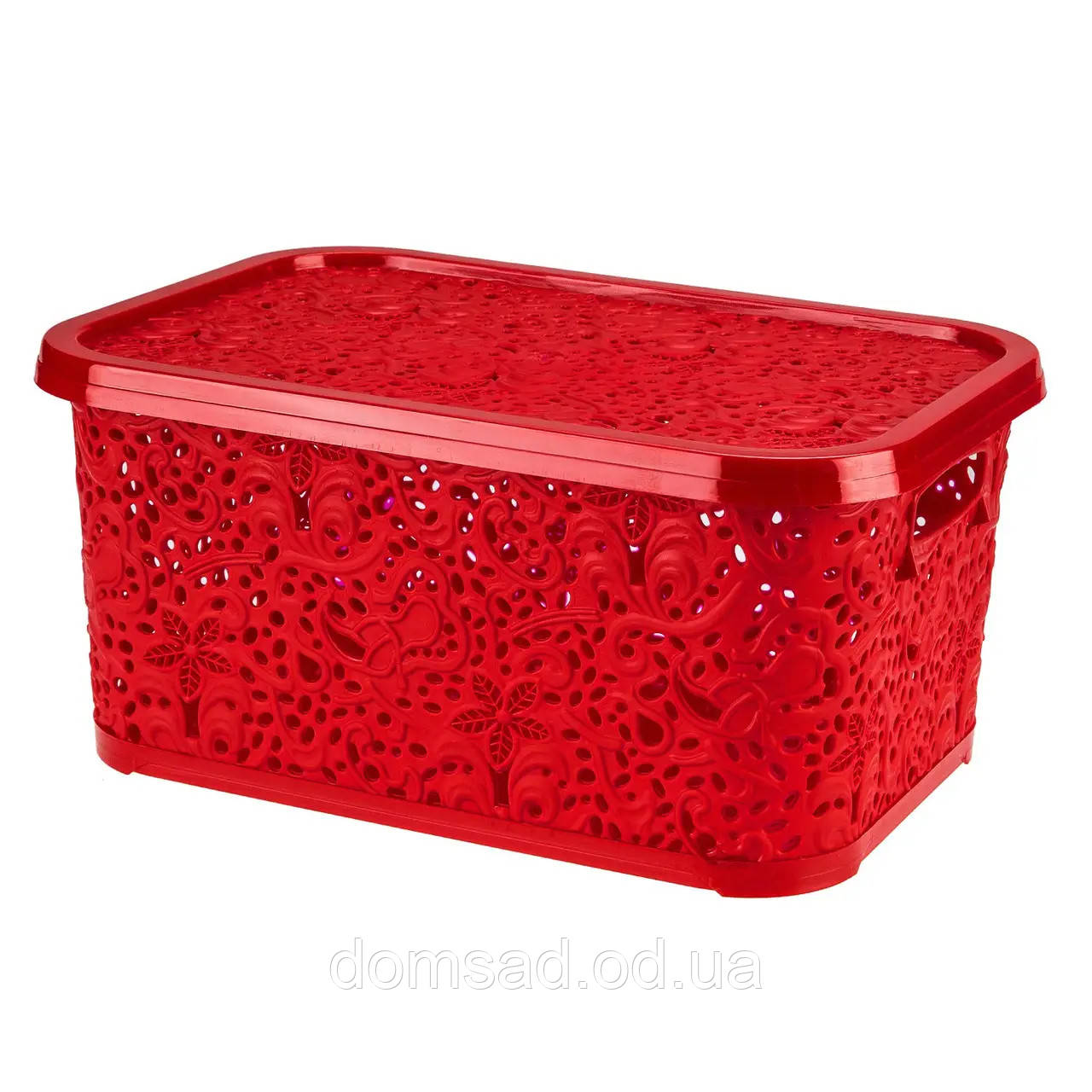 Кошик з кришкою "Ажур" 22л 43,5*31*20,5см червоний