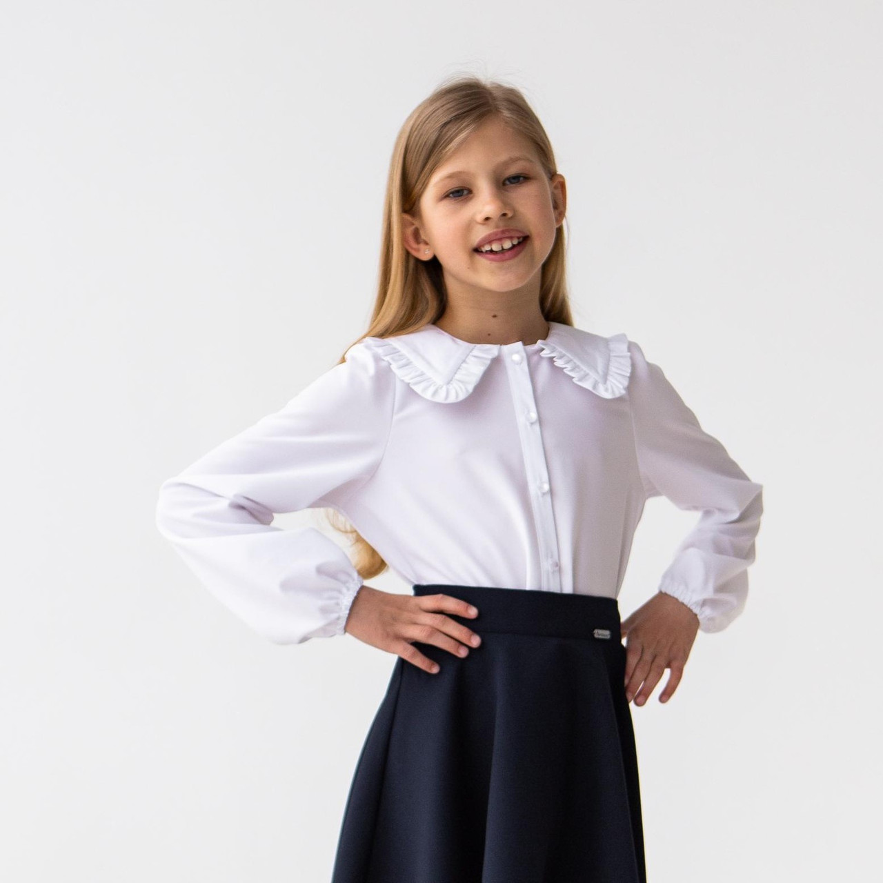 Блуза шкільна на дівчинку біла 116, 128, 134