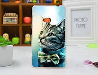 Силиконовый чехол накладка для Nokia Lumia 625 с картинкой Кот с бантом