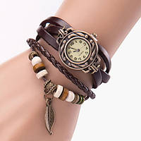 Классические часы женские CL Owl Brown с кожаным браслетом