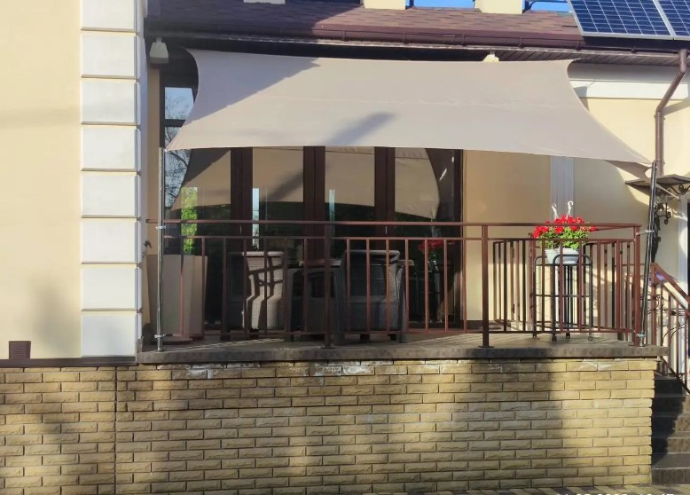 Вітрило-тент від дощу пляжний тент від сонця для вікна для авто 3х5м оксфорд щільність 150 г/м2 тінь 95% бежевий