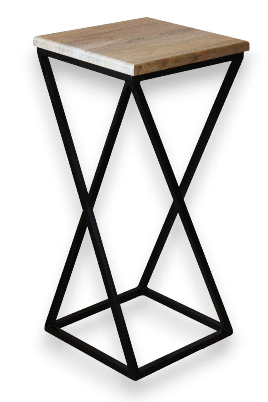 Табурет барний лофт Вектор Наша Ковка чорний/дуб сонома, фото 1