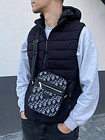 Мужская сумка Кристиан Диор серая Christian Dior Vertical Safari Messenger Bag Grey Textile