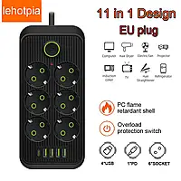 Сетевой фильтр питания Power Socket F06U 6 розеток и 4 USB + 1 PD 2м, Gp2, сетевой удлинитель розеток, Хорошее