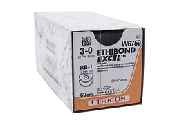 Хірургічна нитка Ethicon Етибонд Ексель (Ethibond Excel) 3/0, довжина 60 см, 2 кіл. голки 17 мм, W6759