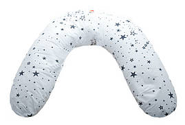 Подушка для вагітних та годування, кульки пінополістиролу, зірки на білому CLASSIC Лежебока