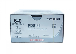 Хірургічна нитка Ethicon ПДС II (PDS II) 6/0, довжина 45 см, 2 кол. голки 13 мм, W9096H