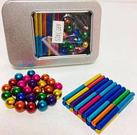 Магнитный конструктор головоломка палочки и шарики 63 детали NEO MIX неокуб, SL1, Хорошее качество, неокуб,