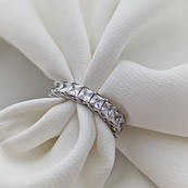 Каблучка зі срібла з прямокутними білими фіанітами