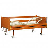 Кровать деревянная механическая на колесах, с перилами, металлический каркас (4 секции) - OSD-94