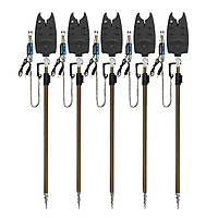 Комплект Carp Line на 5 вудилищ — сигналізатори, свінгери та підставки 120 см