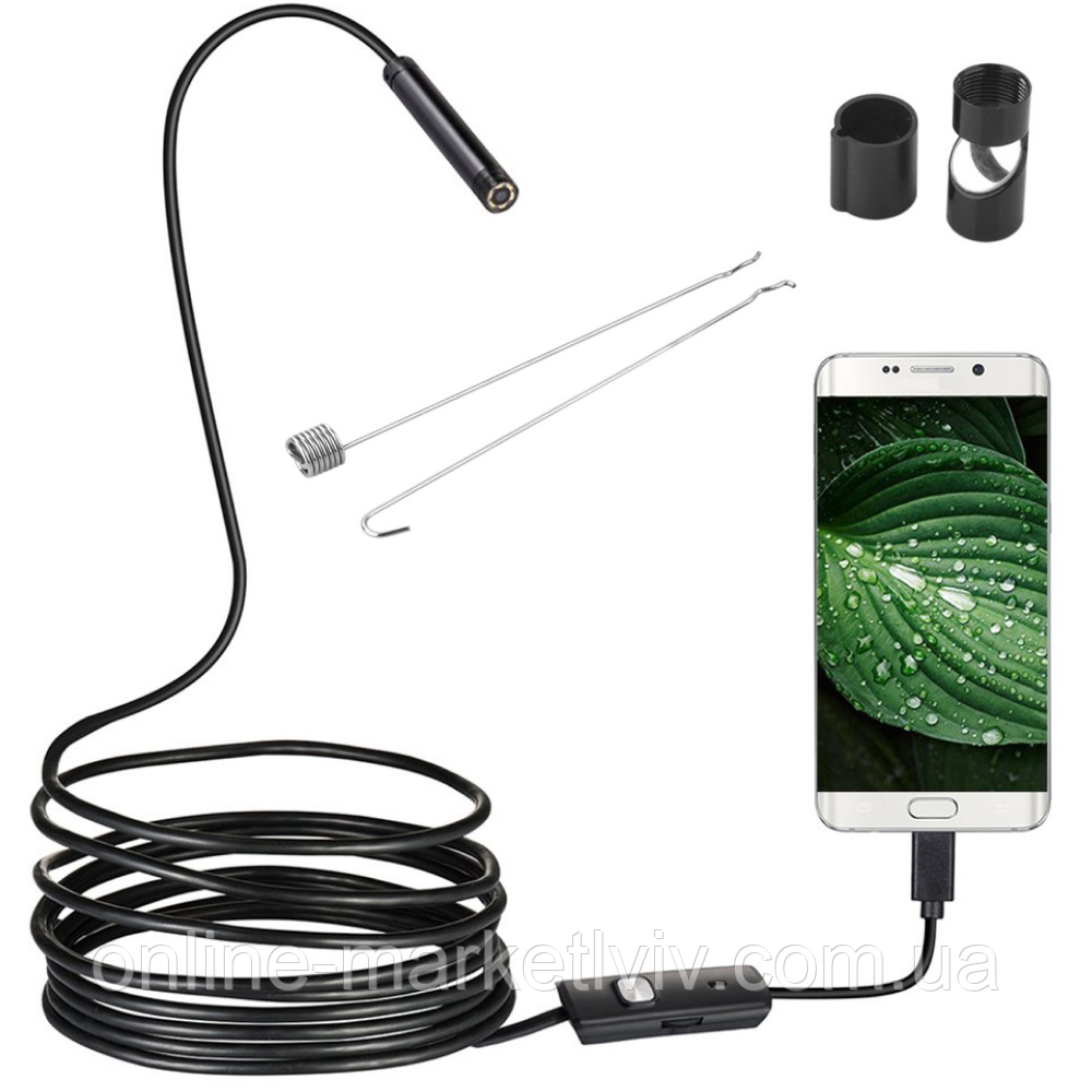 Камера ендоскоп для смартфона 2,2м, Android and PC Endoscope / Гнучка USB-камера / Ендоскоп автомобільний