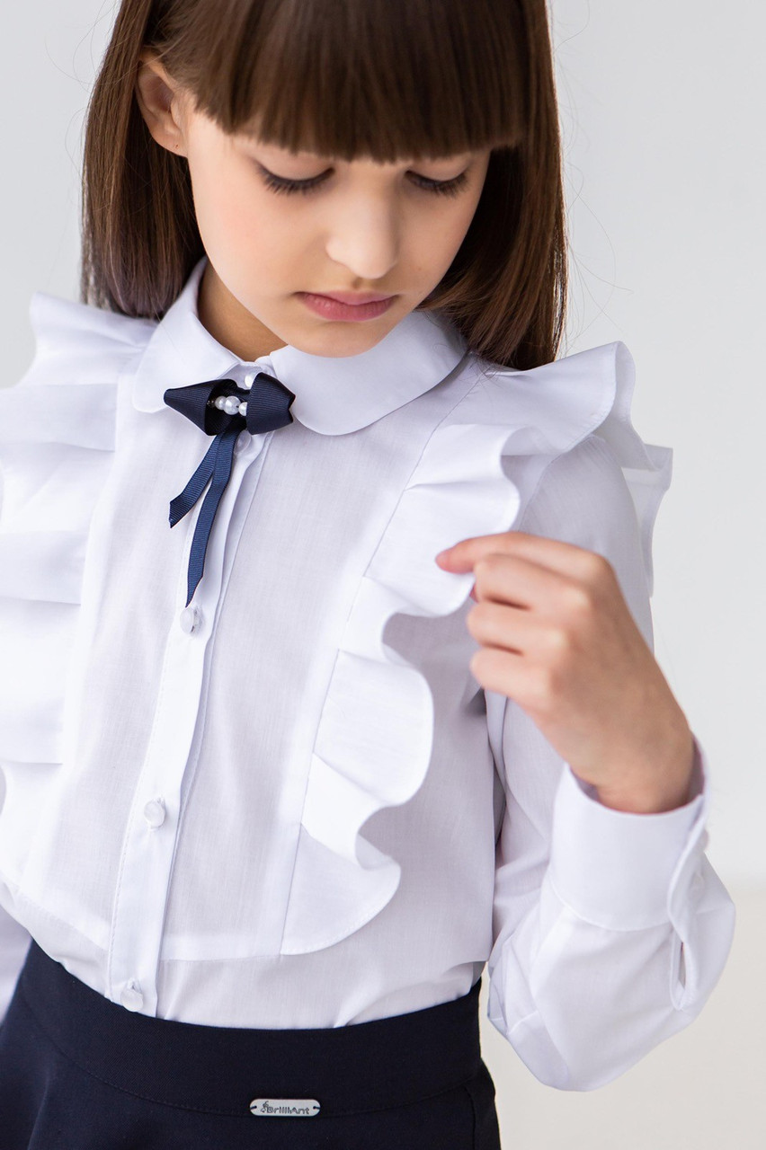 Блуза шкільна на дівчинку біла 122, 128