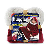 Плед-толстовка с капюшоном Huggle Hoodie флисовая двухсторонняя Красный
