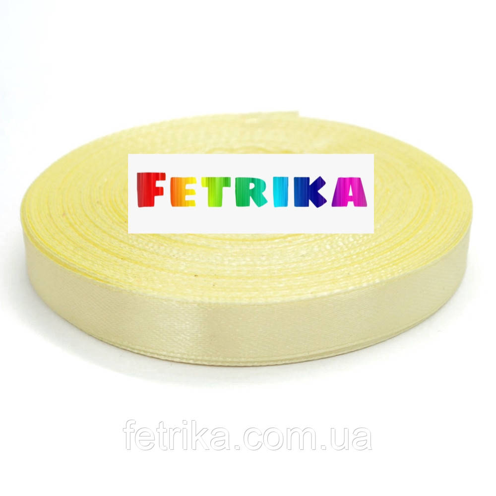 Стрічка атласна однотонна лимонна, 0,9 см, фото 1