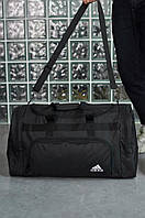 Дорожна сумка чорна Adidas, біле лого (вел.)