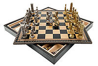 Шахматы Italfama "Romani vs Barbari" материал экокожа, размер 35 x 35 см. Цвет черный, золотистый