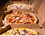 Коробка для піци з печаткою "Кухар" біла розмір 350х350х40 100 шт/уп., фото 3