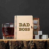 Камені для віскі "Dad boss" 6 штук у подарунковій коробці, англійська
