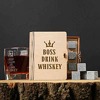 Камені для віскі "Boss Drink Whiskey" 6 штук у подарунковій коробці, англійська