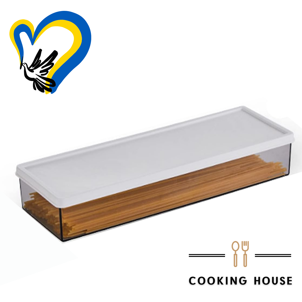 Контейнер для зберігання спагетті та інших продуктів Cooking House, пластикови1 контейнер для круп з гнучкою кришкою