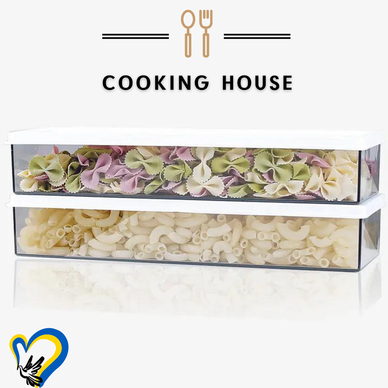 Набір контейнер для зберігання спагетті та інших продуктів Cooking House 2шт, пластикові контейнери для круп з гнучкою кришкою