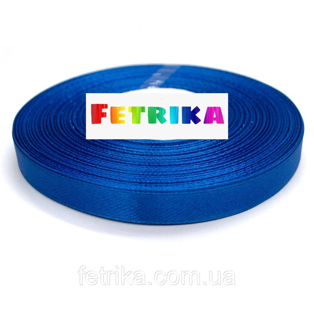 Стрічка атласна однотонна синя 0,9 см, фото 1