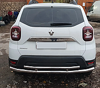 Защита заднего бампера (двойная нержавеющая труба - двойной ус) Renault Duster (10+,18+)