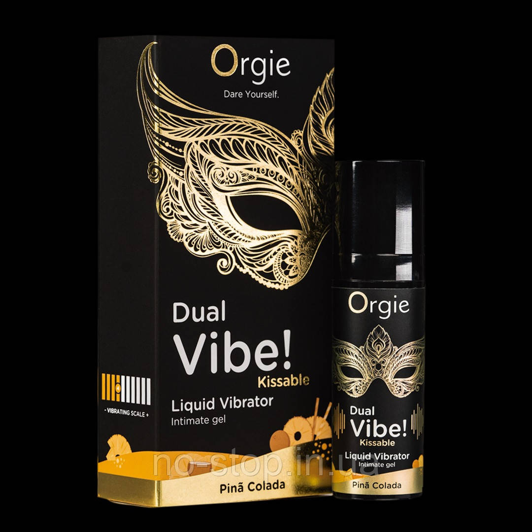 Збуджуючий гель вібратор ORGIE DUAL VIBE! - KISSABLE - PINA COLADA - 15ML, фото 1
