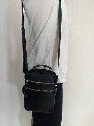 Чоловіча сумка з натуральної шкіри 3924-11BLACK чорна, фото 1