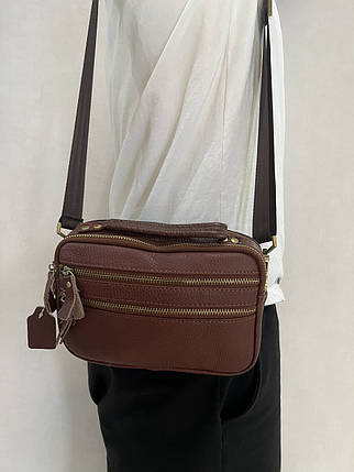 Чоловіча шкіряна сумка 30118 коричнева 14-22-7см, фото 1