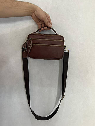 Чоловіча шкіряна сумка 30118 коричнева 14-22-7см, фото 2