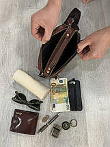 Чоловіча шкіряна сумка 30118 коричнева 14-22-7см, фото 4
