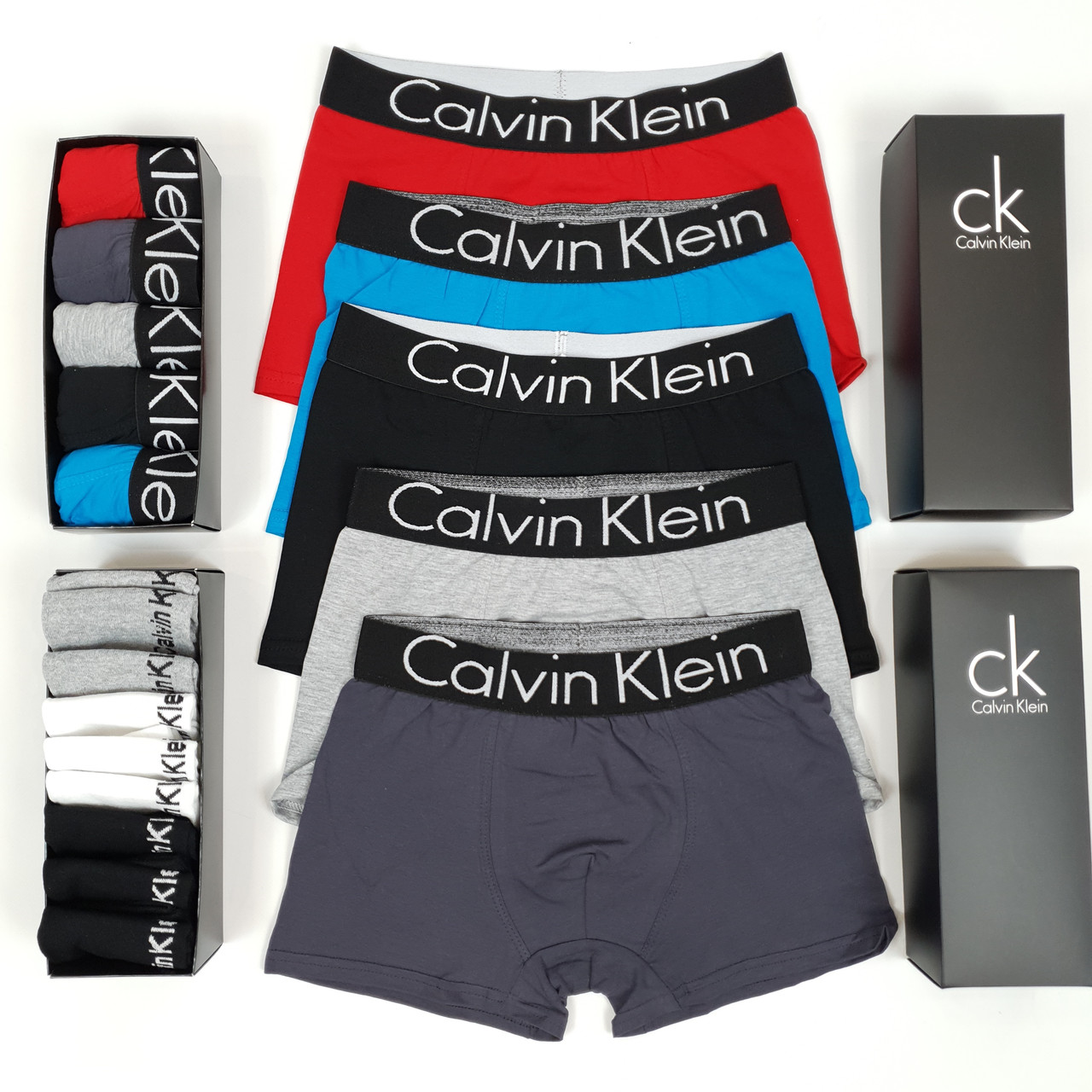 Набір трусів та шкарпеток чоловічих 5шт+9пар Calvin Klein. Спідня білизна чоловіча та короткі шкарпетки Кельвін Кляйн