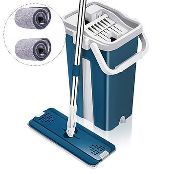 Комплект швабра з відром Scratch Anet з автоматичним віджимом та складною ручкою 8 л (синій)