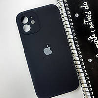 Надежный силиконовый чехол с закрытой камерой для Apple iPhone 12 (6.1") (чорный) / на телефон айфон 12