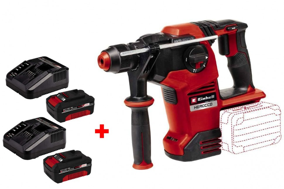 Потужний перфоратор Einhell HEROCCO 36/28-Solo : з АКБ, 18Vx2 (36V) 4.0Ah , 1100 об/хв, частота удару за хв. 5300/3.2 Дж, фото 1