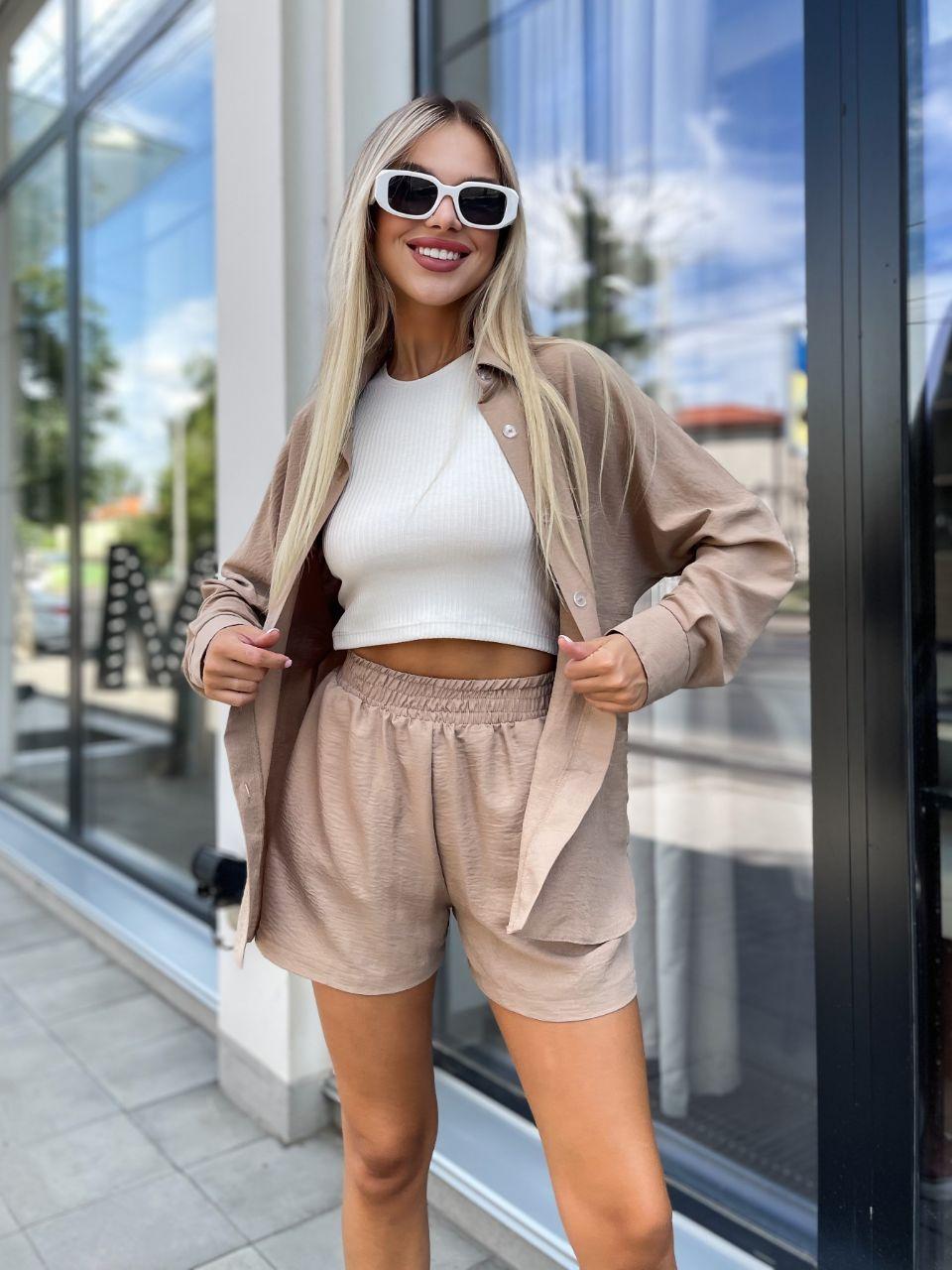 Яскравий літній жіночий костюм Sunny сорочка широкого крою та вільні шорти Dslip3844