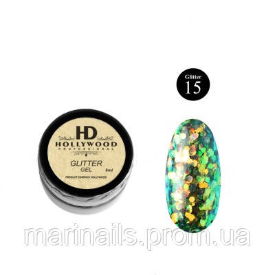 Гель лак Зелений 15 HD Hollywood 8 ml