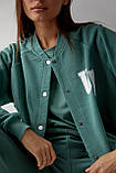 Спортивний жіночий костюм бомбер і джогери демісезонний м'ятного кольору L, фото 5