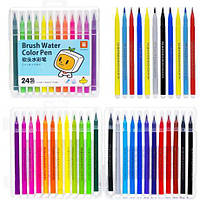 Фломастер - пензлик 24 кольори 1221-24 в пластиковому боксі  купити дешево оптом в інтернет-магазині