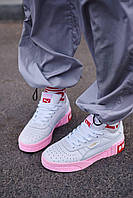 Женские качественные стильные демисезонные кроссовки Puma Cali Basket White Pink, пума
