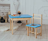 Дитячий стіл і стілець синій. Для навчання, малювання, гри. Стіл із шухлядою та стільчик., фото 8