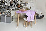 Дитячий столик тучка і стільчик метелик фіолетовий з білим сидінням. Столик для ігор, занять, їжі, фото 5